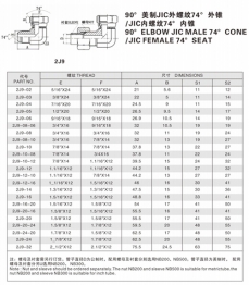 擴(kuò)口式管接頭—90°美制JIC外螺紋74°外錐 /JIC內(nèi)螺紋74°內(nèi)錐