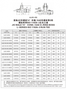 擴口式管接頭—美制JIC外螺紋74°外錐/ SAE外螺紋帶O形 圈輕系列ISO 11926-3主支三通